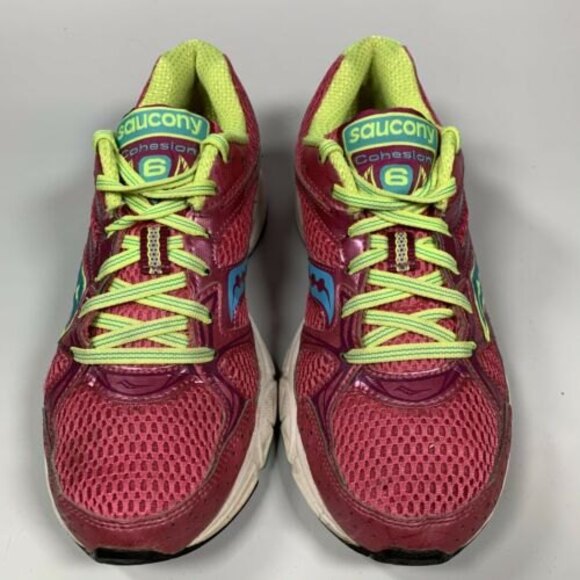 Saucony Cohesion 6 Womens Size 7 Shoes GRID 15156-18 Pink Yellow Blue - Picture 1 of 11